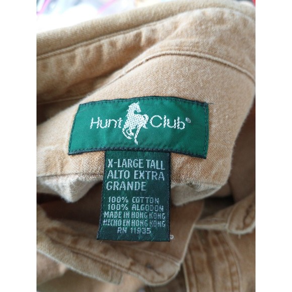 Vintage Hunt Club Mens Button Down Shirt Size XL Tall Tan Crest Logo - Picture 4 of 6
